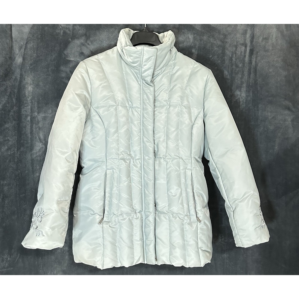 1 Madison Jacket Women's S  Light Green Down Puffer Coat Full Zip Snap Button